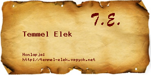 Temmel Elek névjegykártya